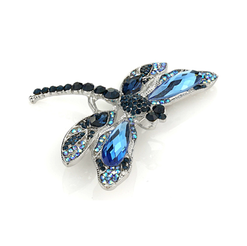 Crystal dragonfly brooch white background product photography