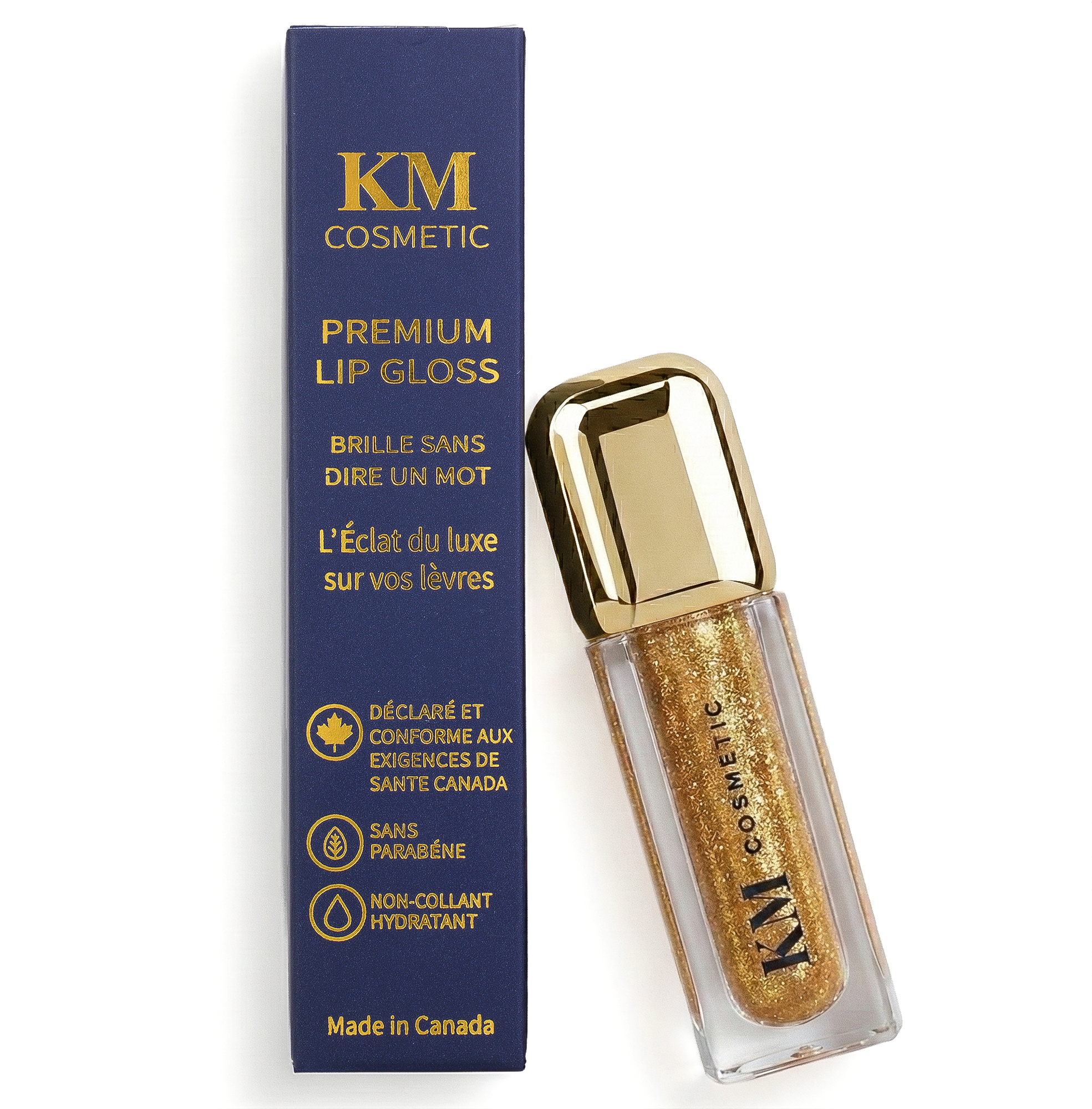 KM Cosmetic premium lip gloss with packaging