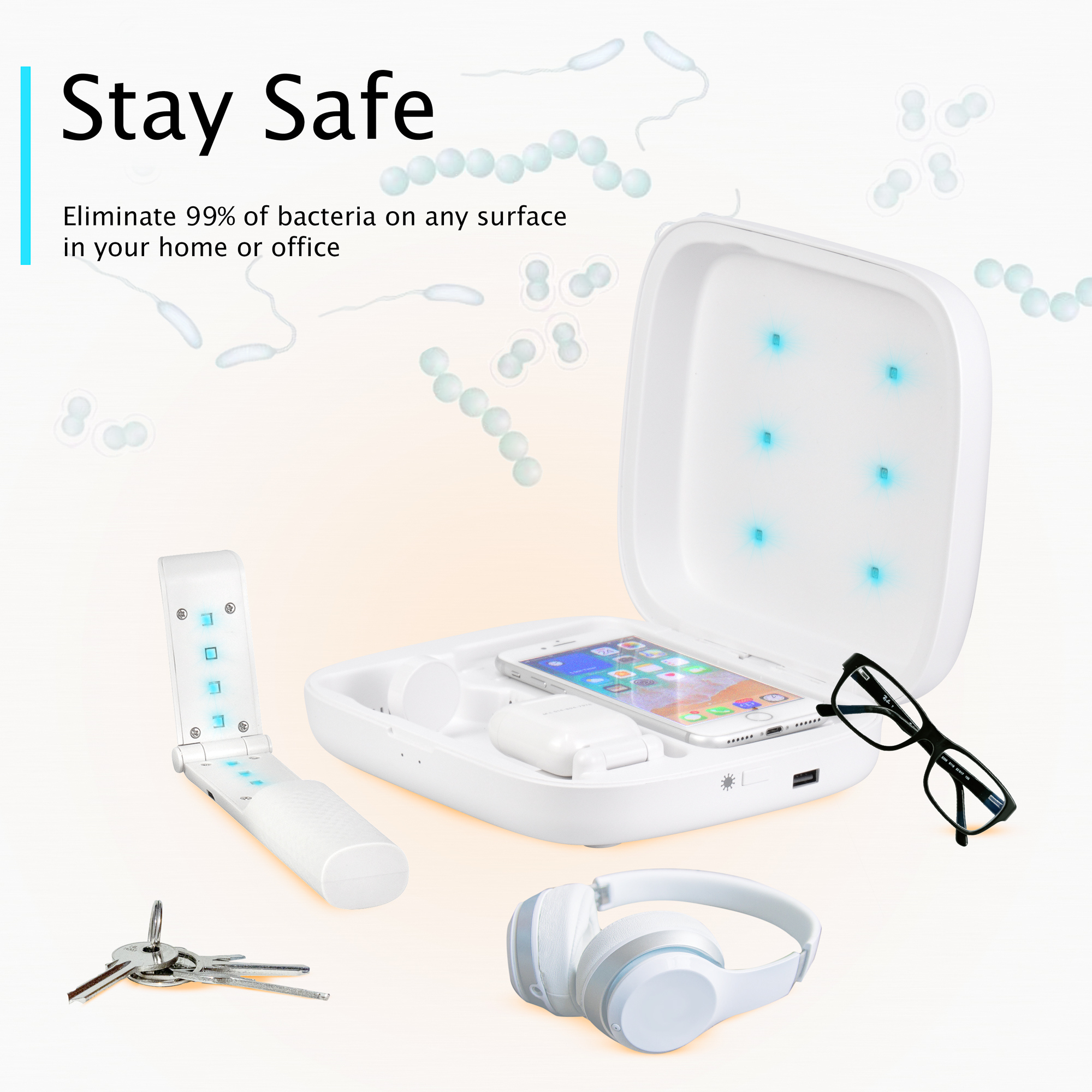 UV sanitizer Stay Safe infographic