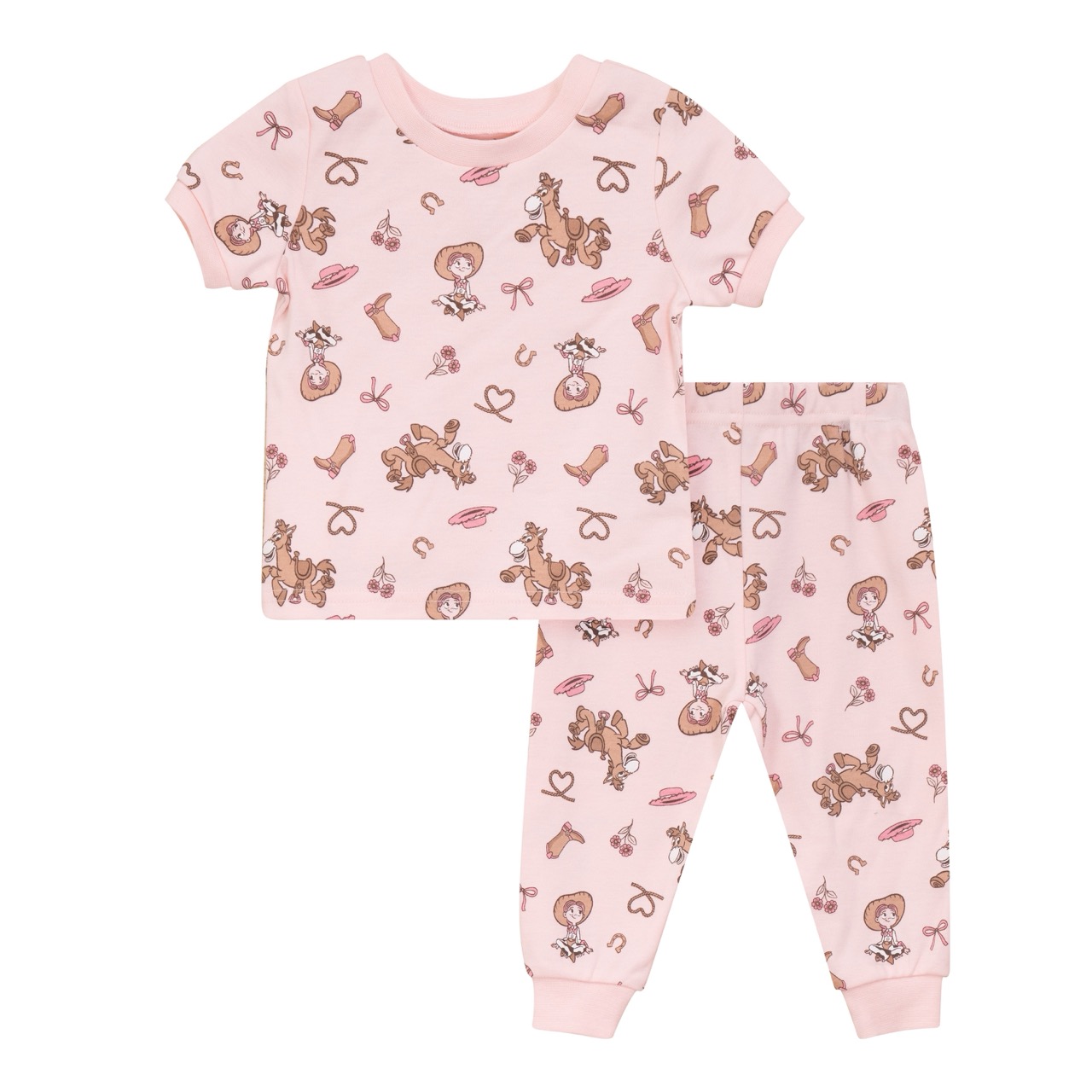 Pink cowgirl print baby pajama set Amazon product photography