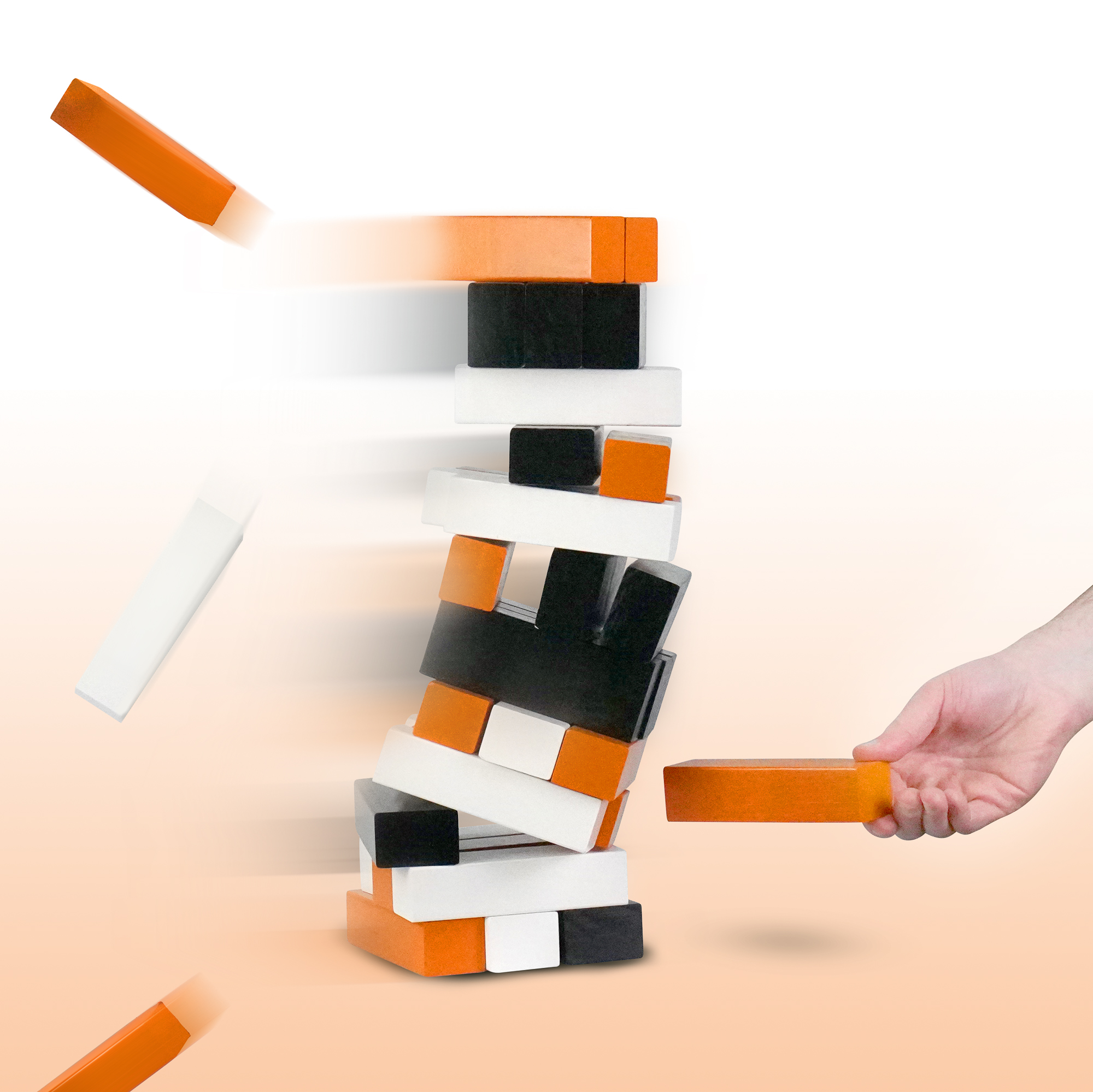 Tumbling tower game in motion