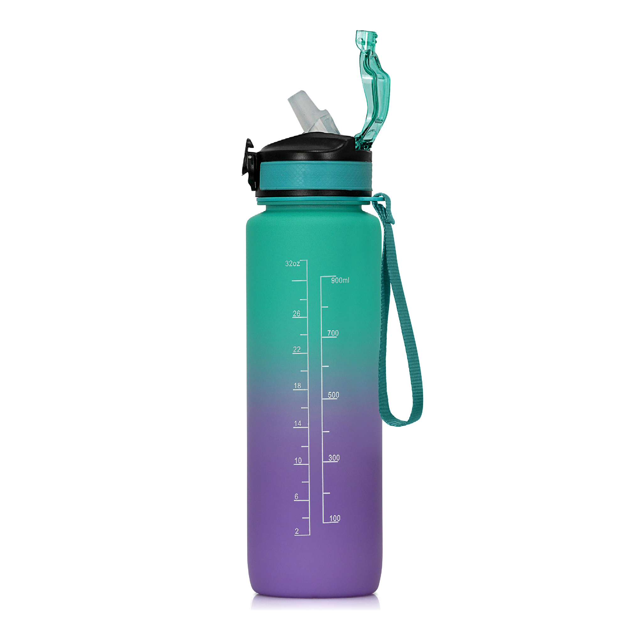 Gradient water bottle on white background