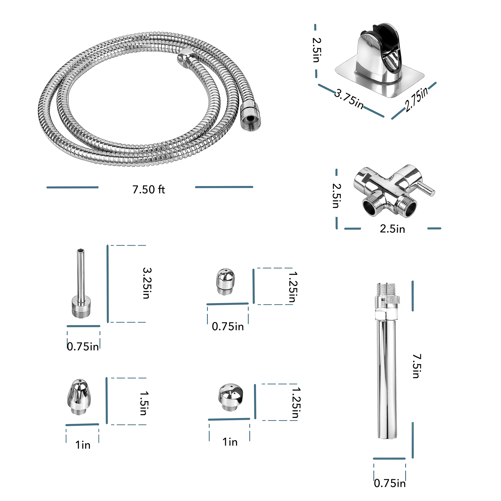 Product parts and dimensions infographic